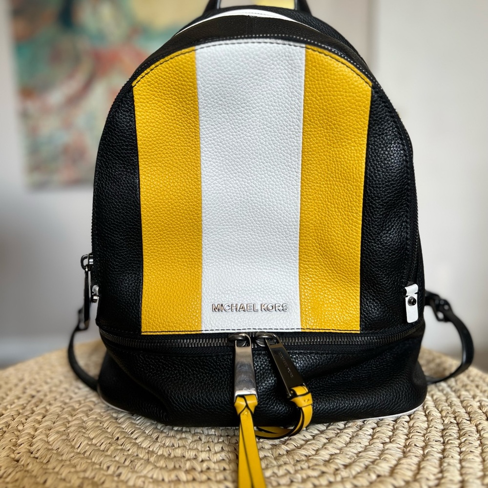 Michael Kors black and yellow backpack